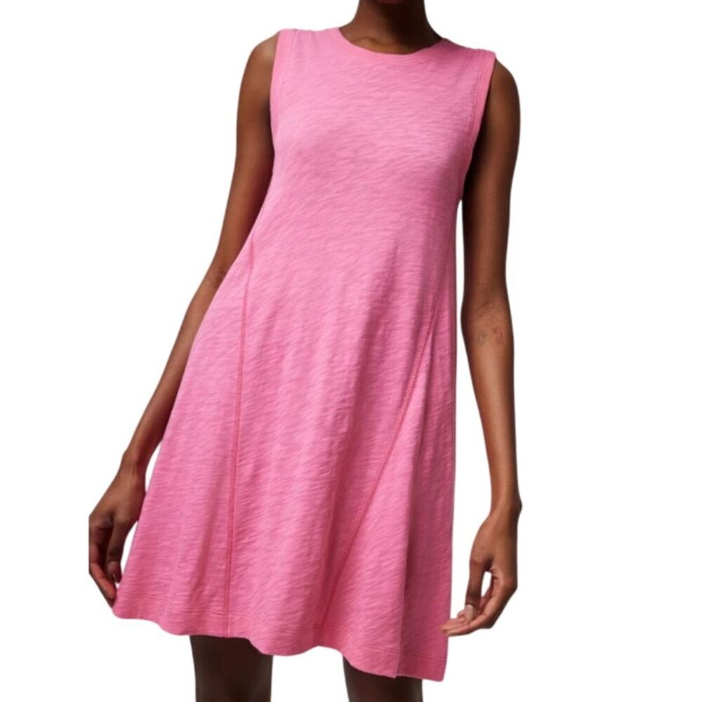 ATM  Anthony Thomas Melillo Slub Sleeveless Swing Mini Dress In Pink Lotus Small